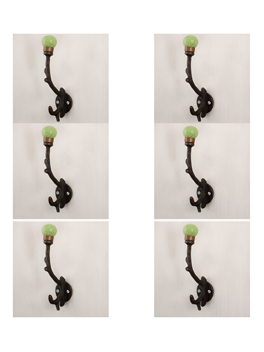 

IndianShelf Black & Green 6 Pieces Tree Ceramic Wall Hooks