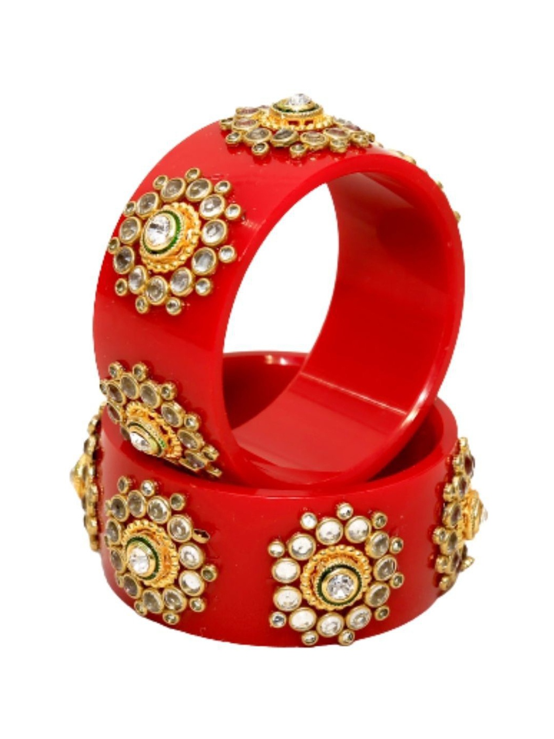 

Align Set Of 2 Gold-Plated Stones-Studded Bangles