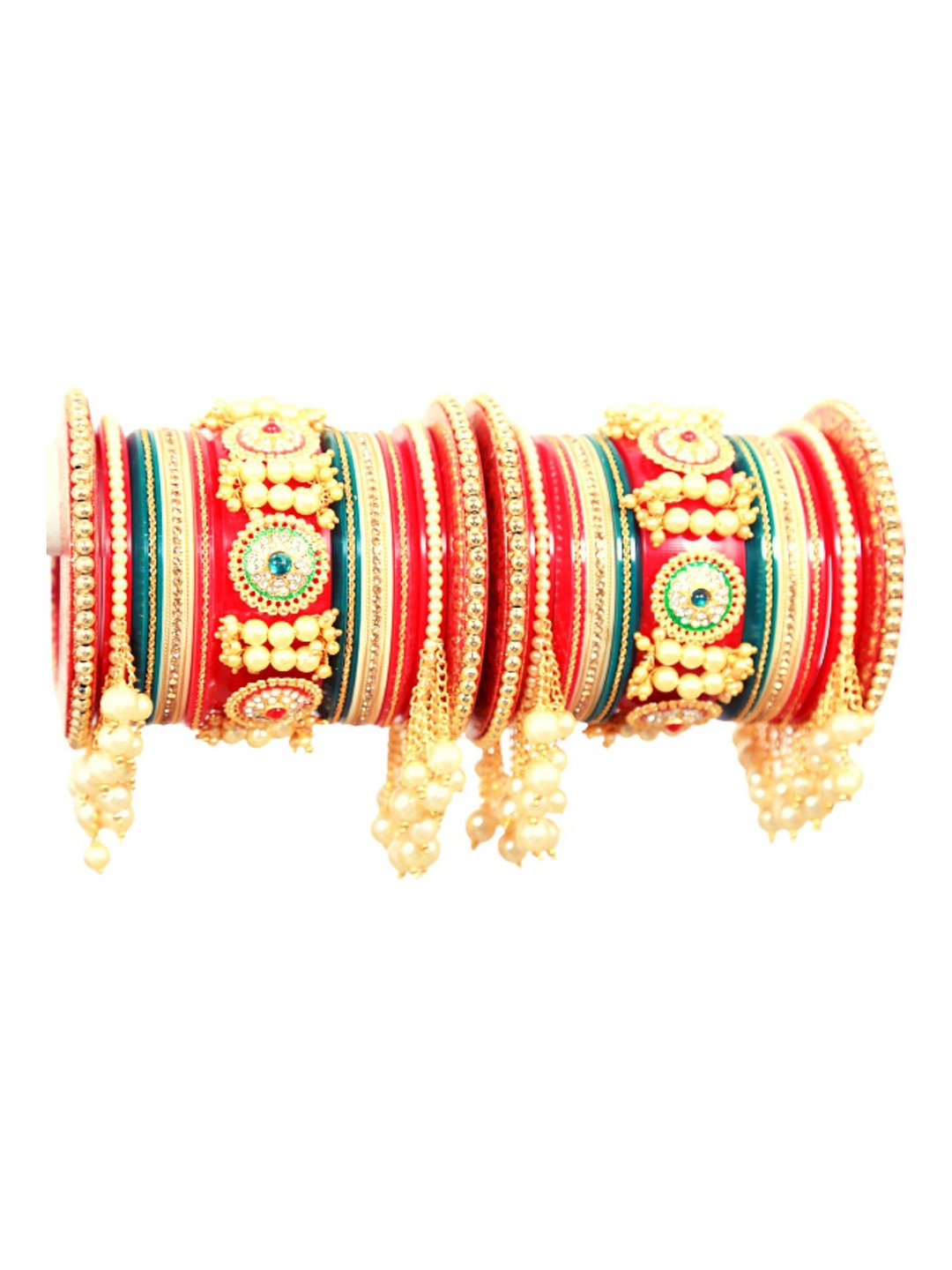 

Align Set Of 2 Gold-Plated Stones-Studded Chuda Bangles