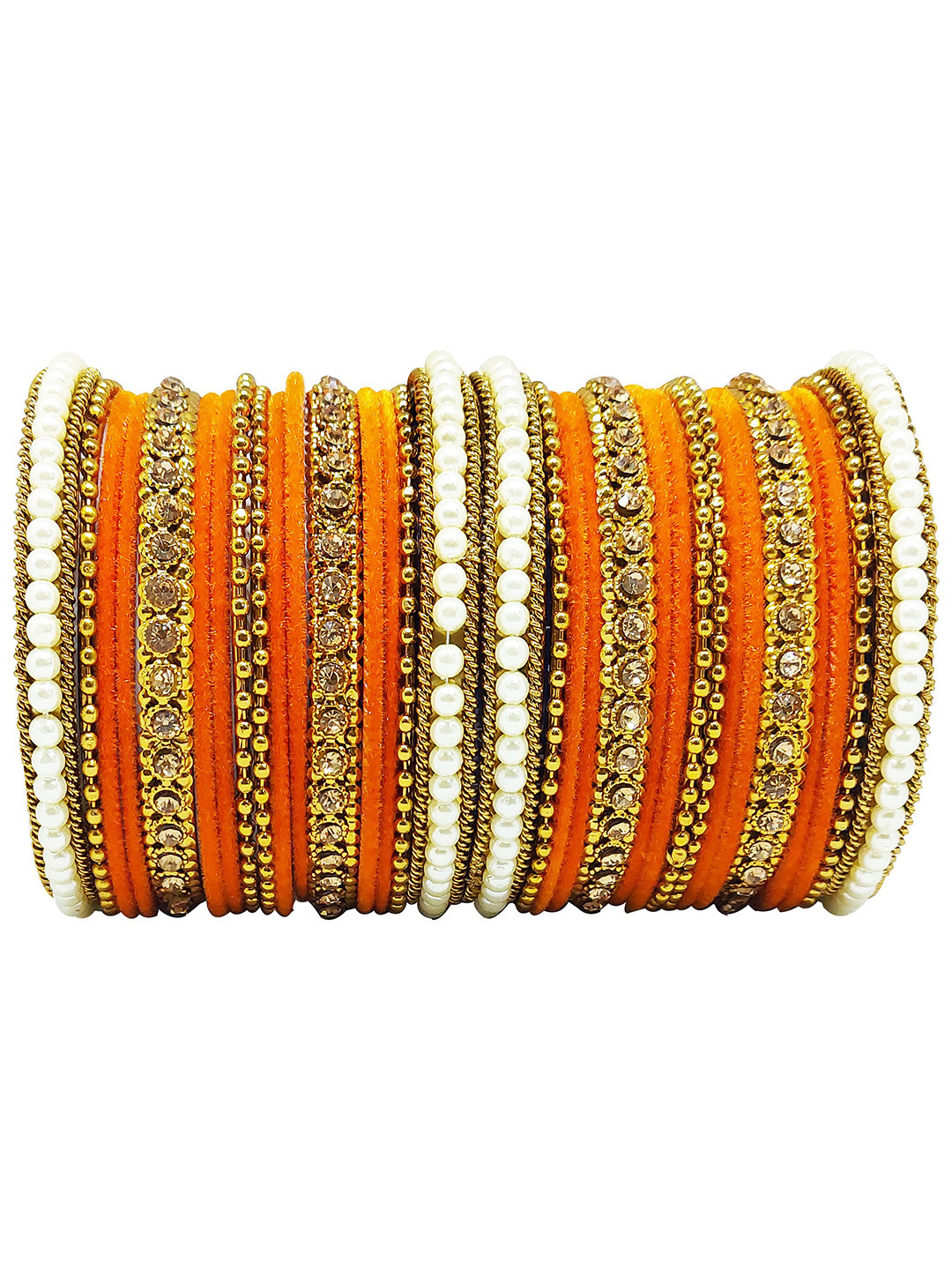 

CHRISHAN Set Of 32 Stone Studded Bangles, Gold