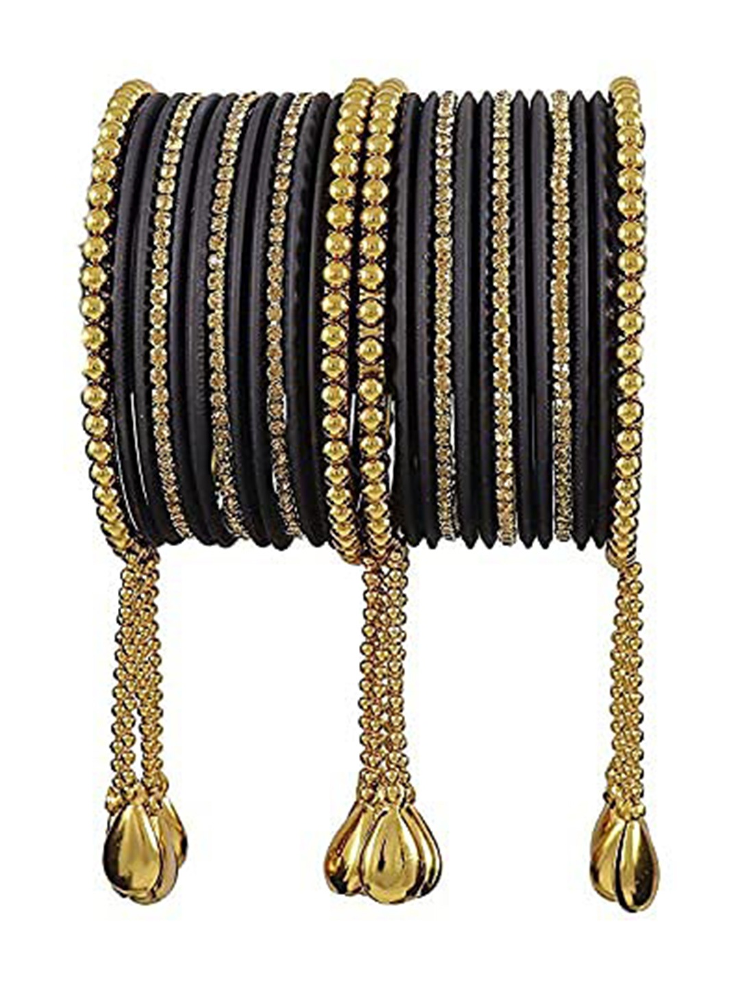 

ZULKA Set Of 26 Zircon Gemstone-Studded Latkan Bangles, Gold