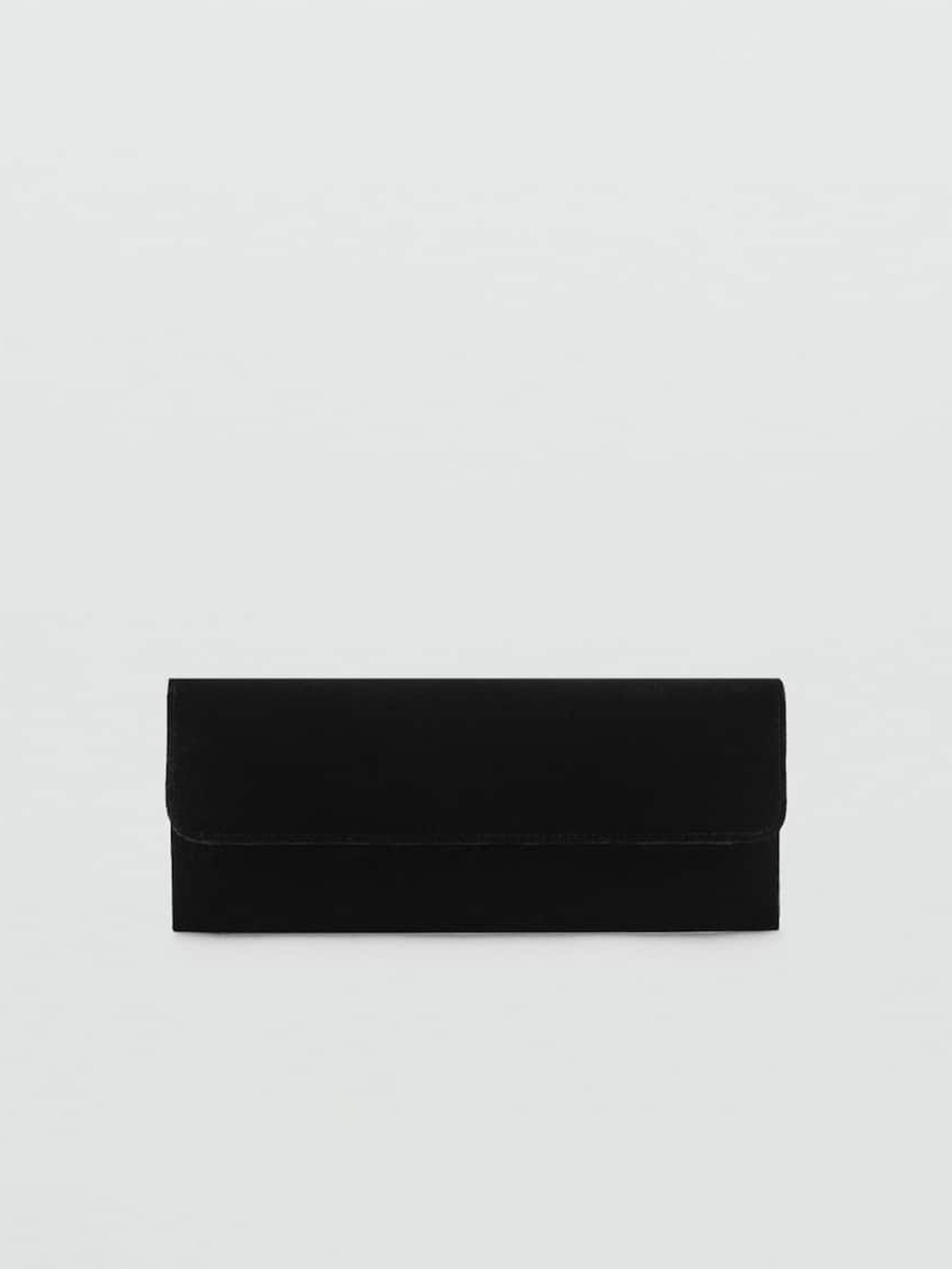 

MANGO Envelope Velvet Finish Clutch with Chain Shoulder Strap, Black