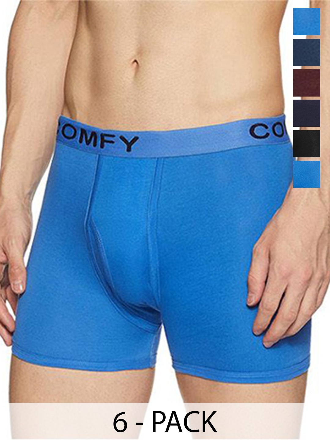 

AMUL COMFY Men Pack Of 6 Assorted Trunks Comfy-FCD-Trunk-OE-6-85, Blue
