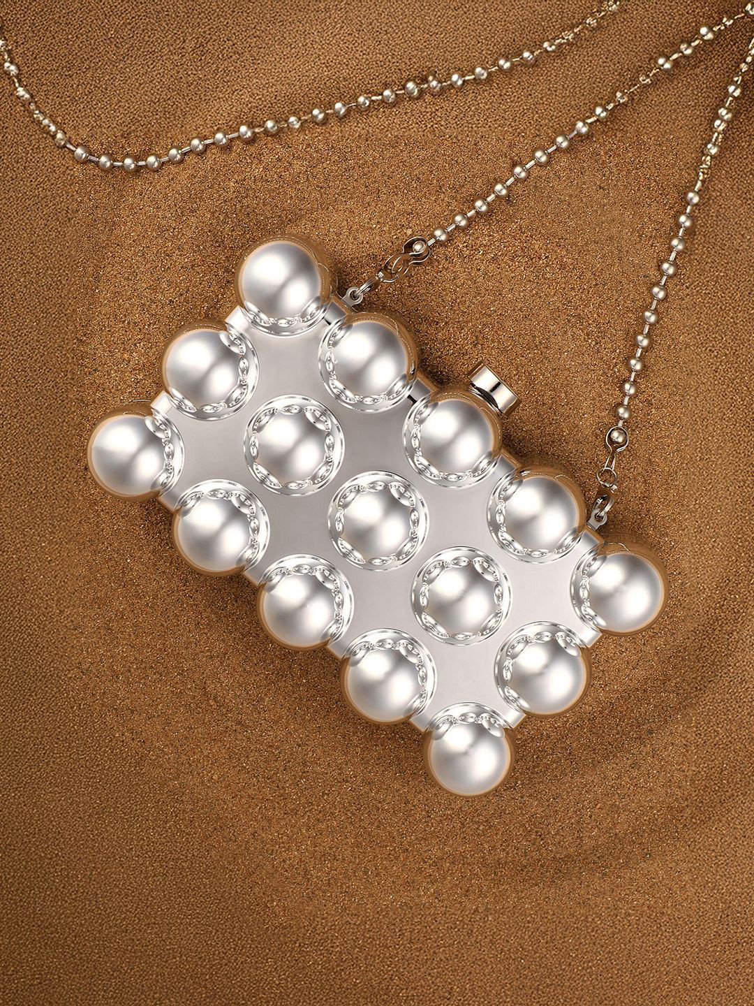 

HAUTE SAUCE by Campus Sutra Ball Textured Box Clutch, Silver