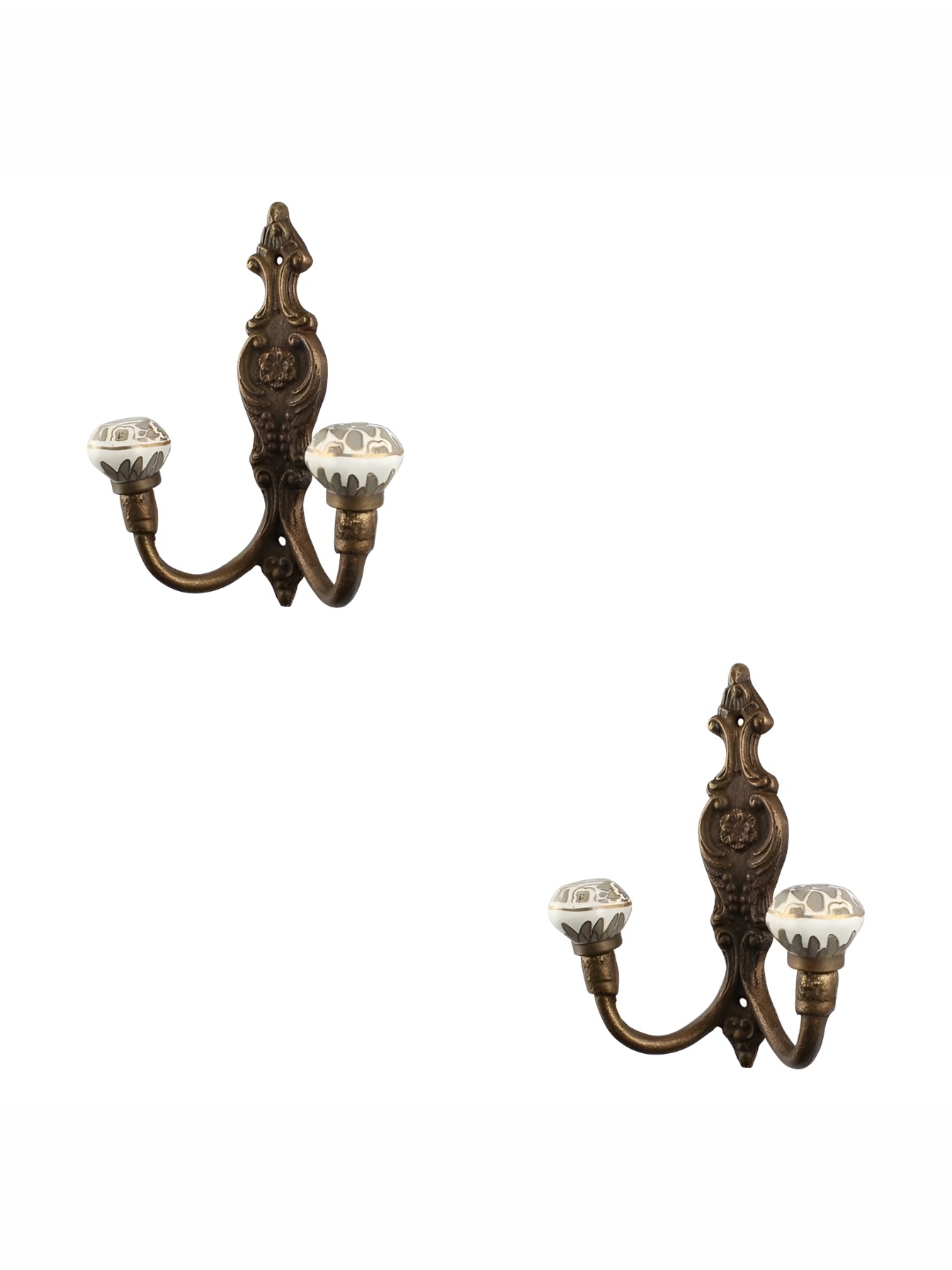 

IndianShelf Grey & White 2 Pcs Printed Ceramic Wall Hooks
