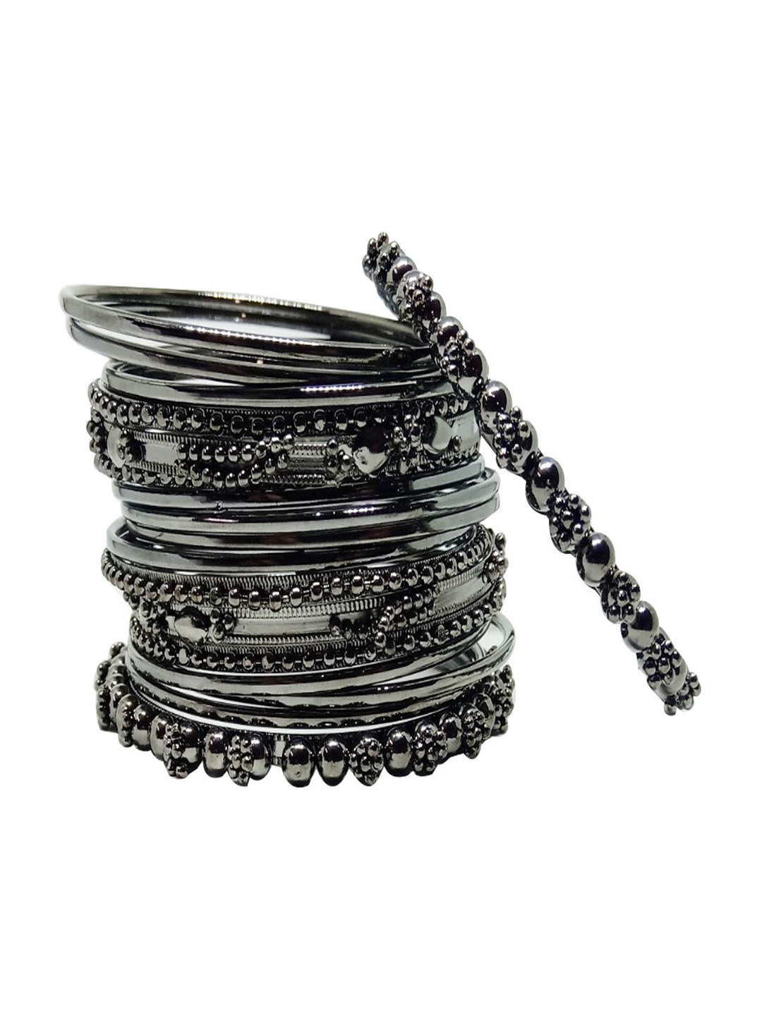 

CHRISHAN Set Of 18 Metal Bangles, Black