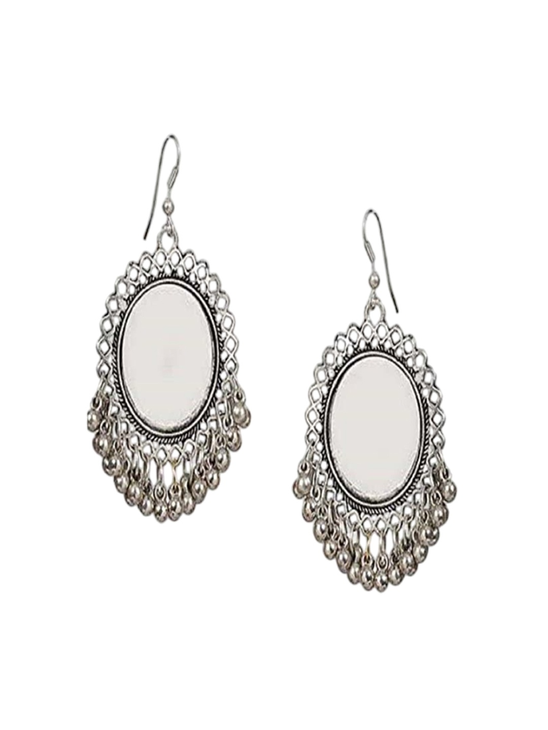 

JMBW INTERNATIONAL Set Of 2 Silver-Plated Contemporary Beaded Antique Drop Earrings