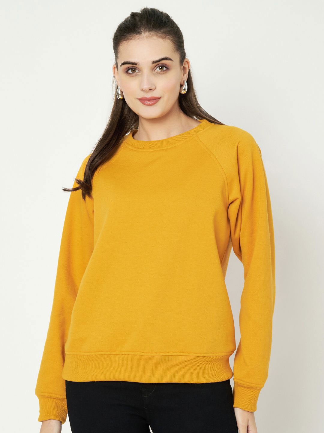 

BRINNS Women Round Neck Sweatshirt, Mustard