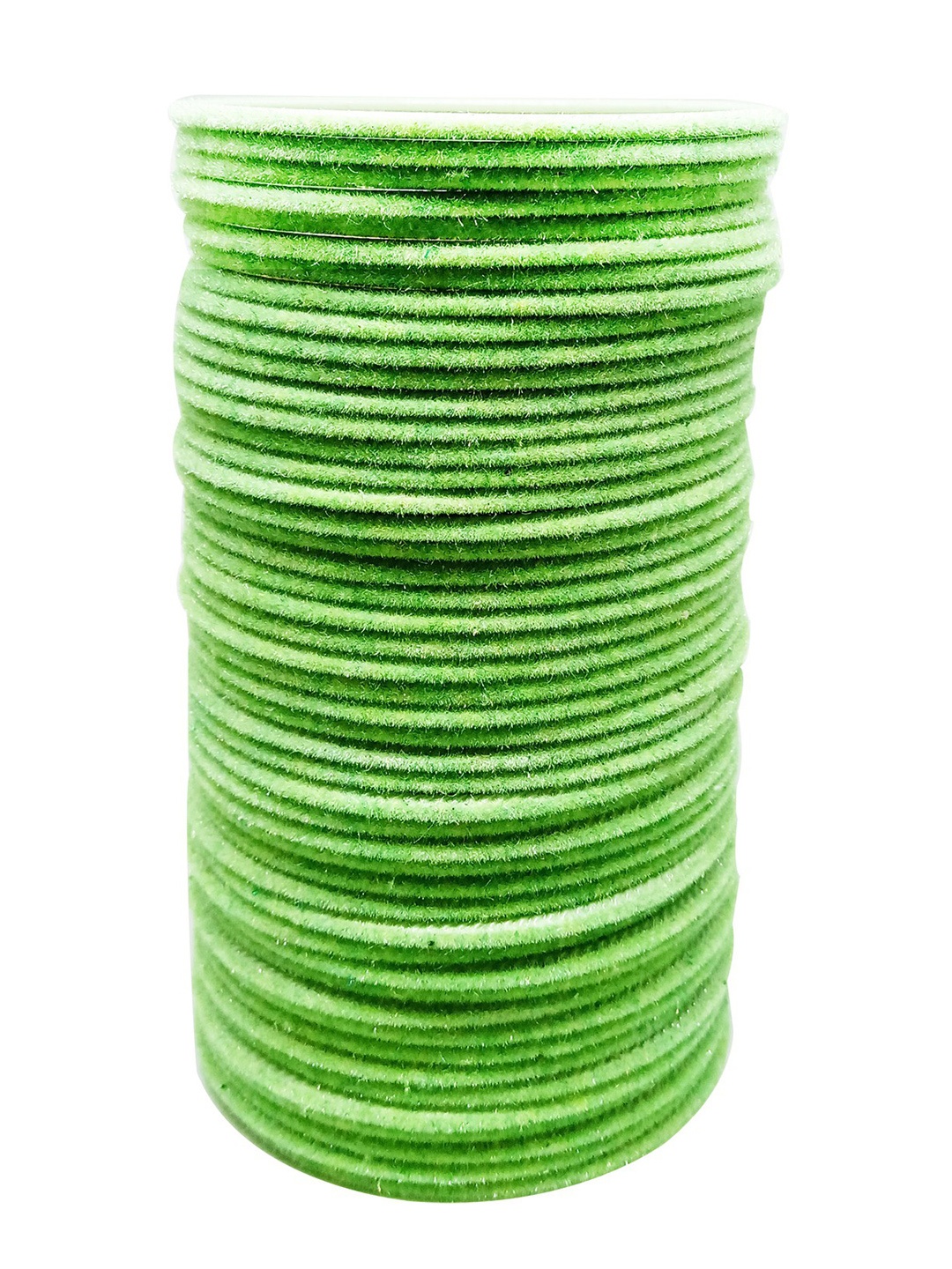 

CHRISHAN Set Of 48 Velvet Bangles, Lime green