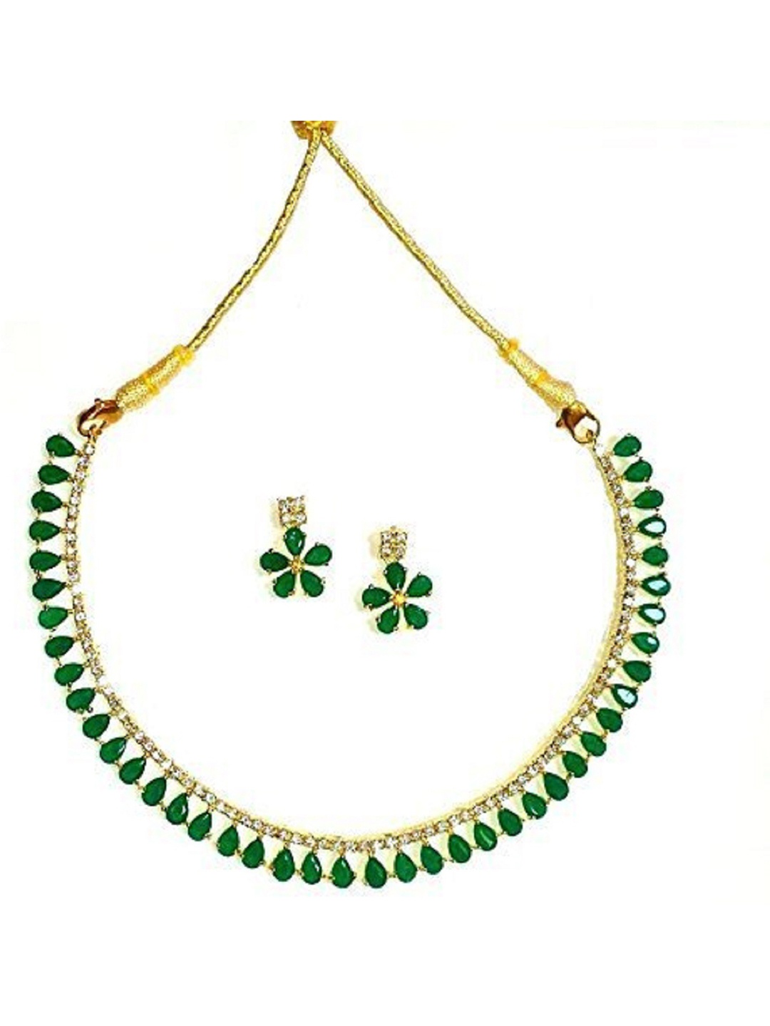 

SUNHARI Gold-Plated Stone Studded Necklace & Earrings