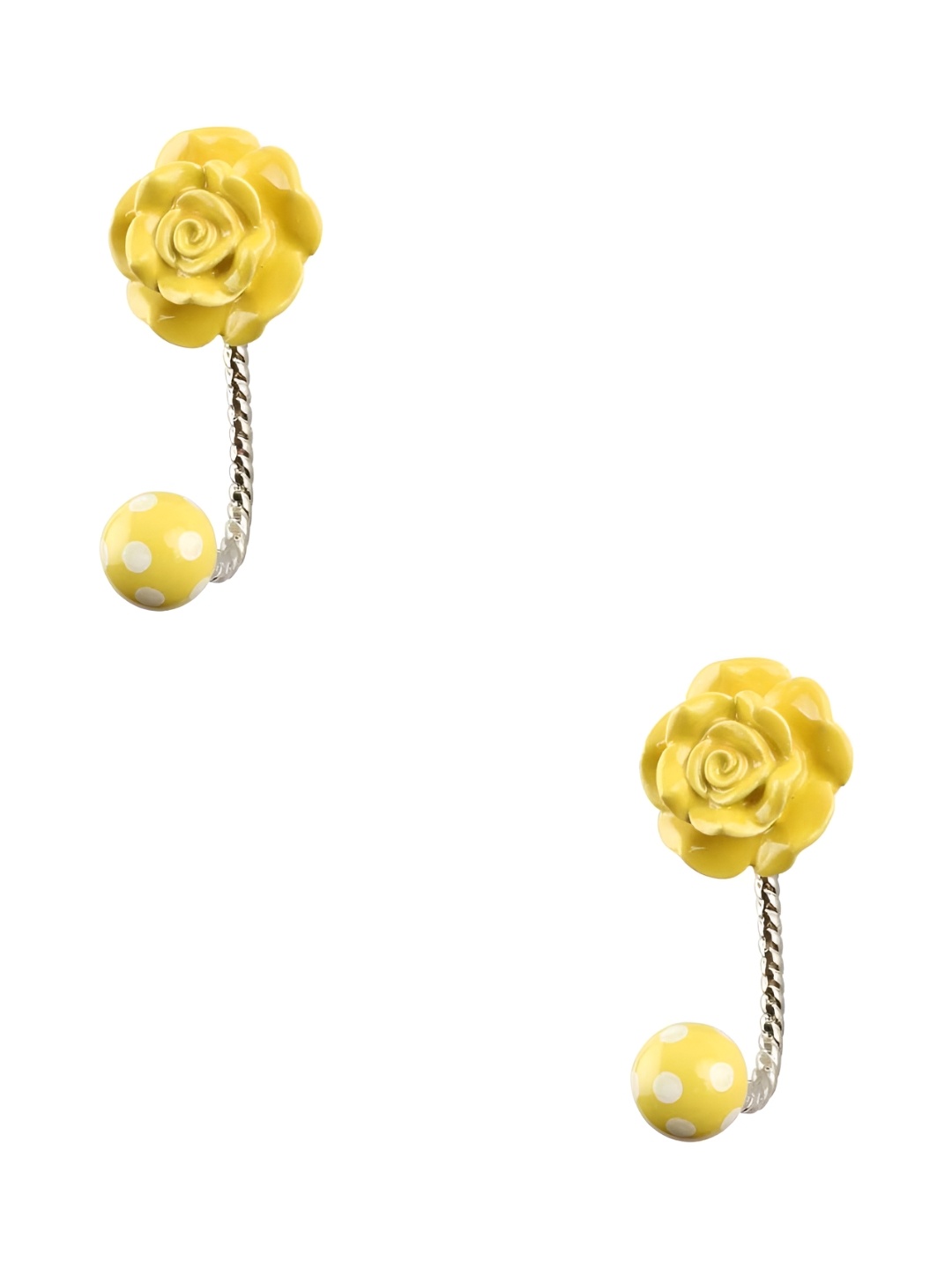 

IndianShelf Yellow 2 Pieces Ceramic Flower Door Hangers Hooks for Kitchen
