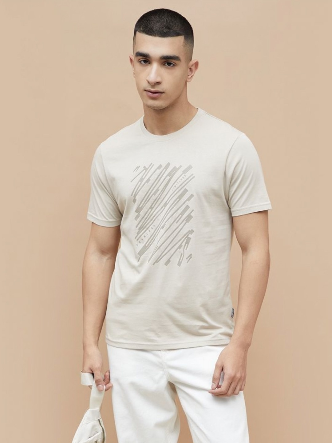 

Fame Forever by Lifestyle Men Graphic Printed Round Neck Cotton T-shirt, Beige