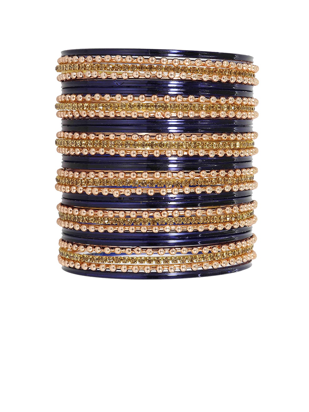 

ZULKA Set of 30 Metal Zircon Gemstone Plain Bangles, Maroon