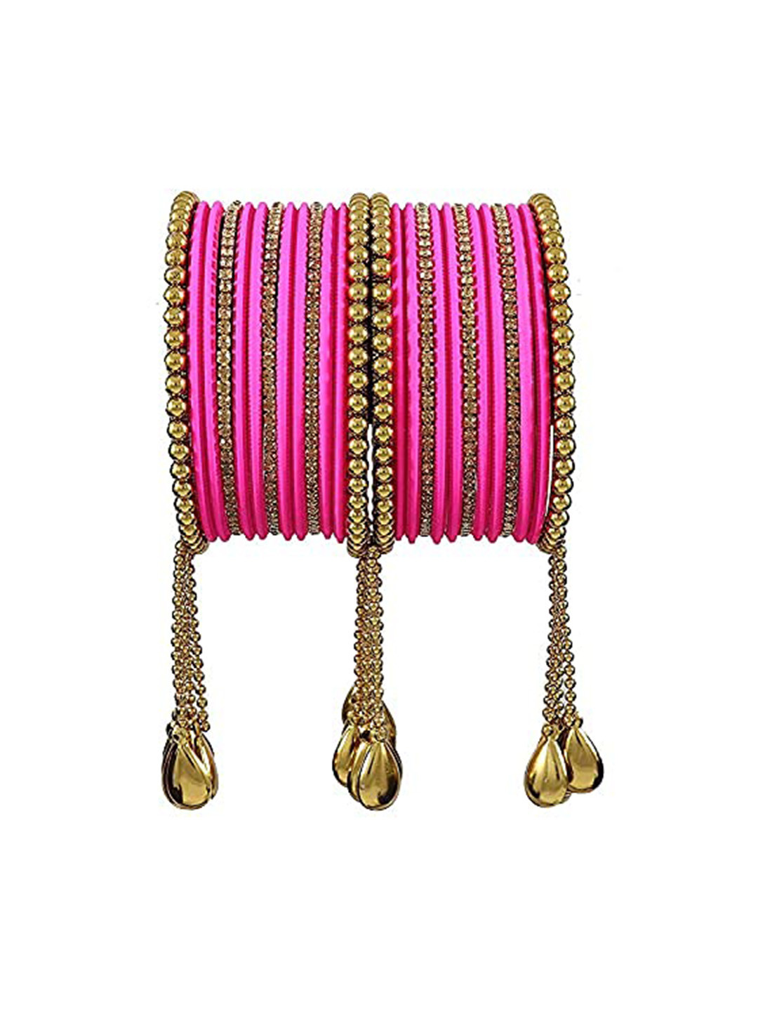 

ZULKA Set of 8 Non-Precious Metal with Ball Chain Linked Latkan Kada, Gold