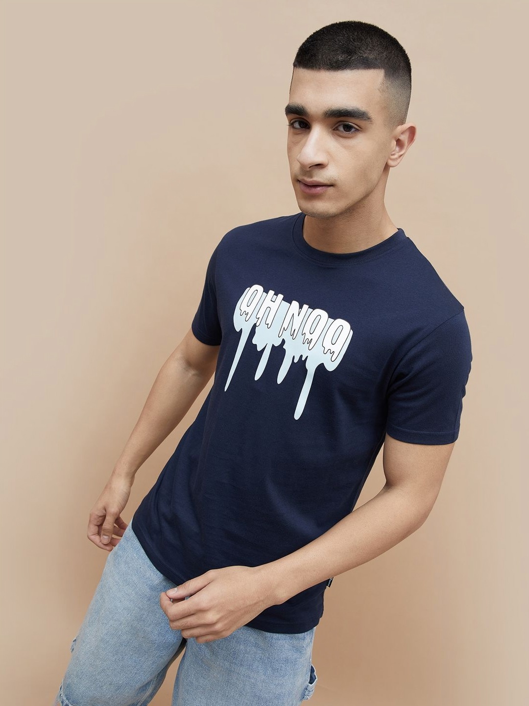 

Fame Forever by Lifestyle Men Typography Printed Round Neck Cotton T-shirt, Navy blue