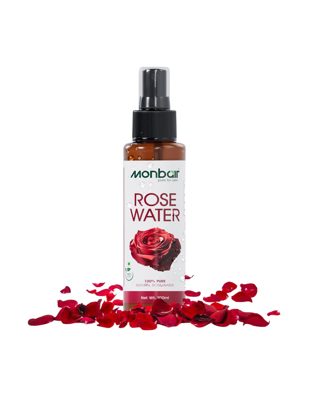 

MONBAIR Pure Rose Water For Pore Reduction & Hydration - 100 ml, Brown