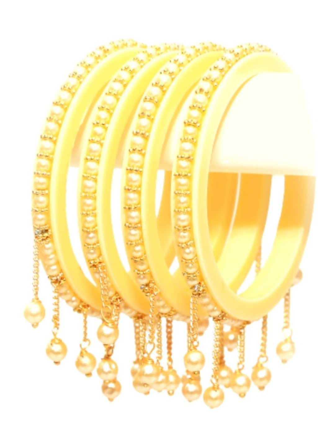 

Align Set Of 4 Gold Plated Beaded Studded Bangles