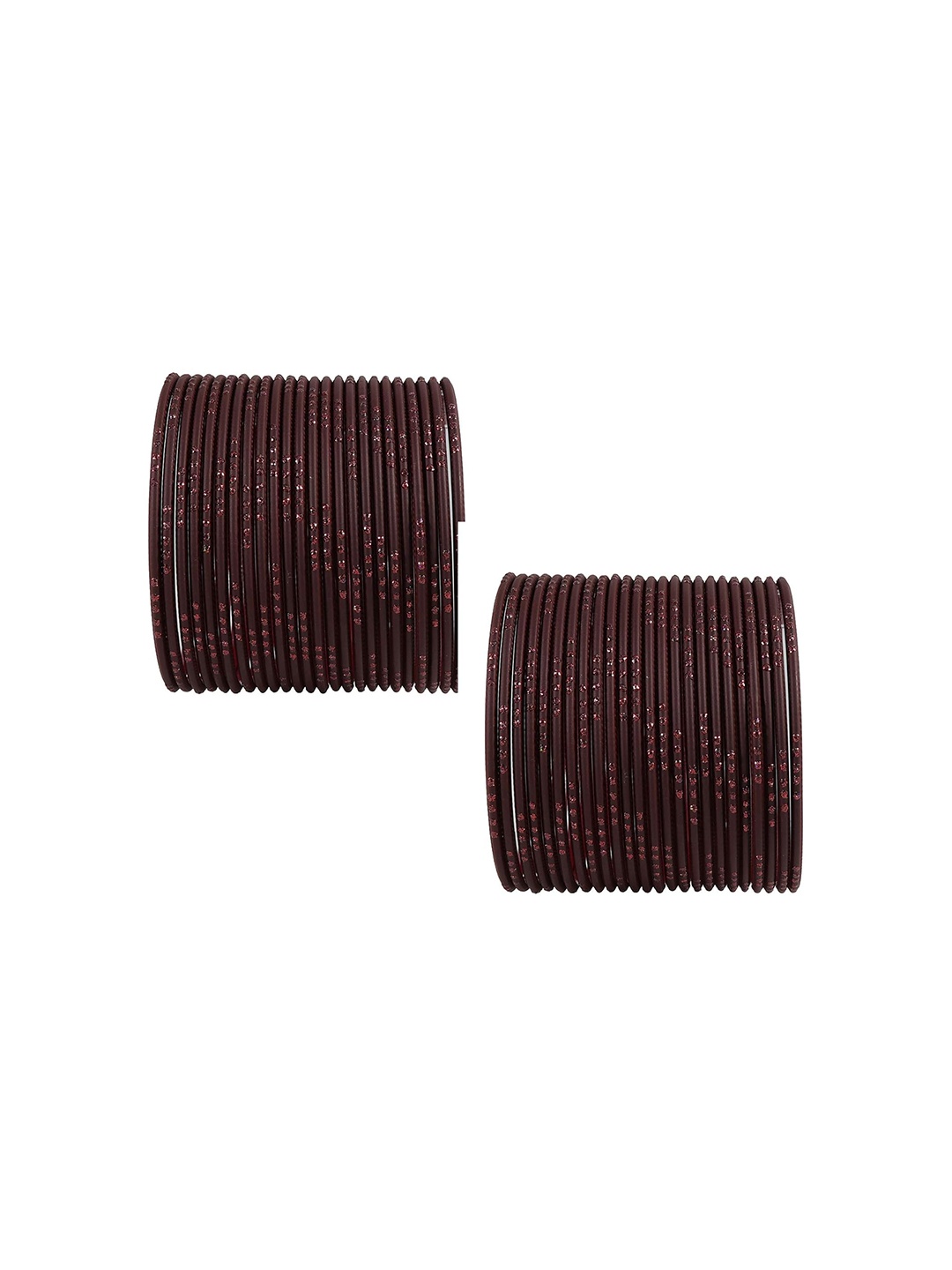 

ZULKA Set of 48 Metal Glitter Polka Dots & Cutting Design Bangles, Maroon