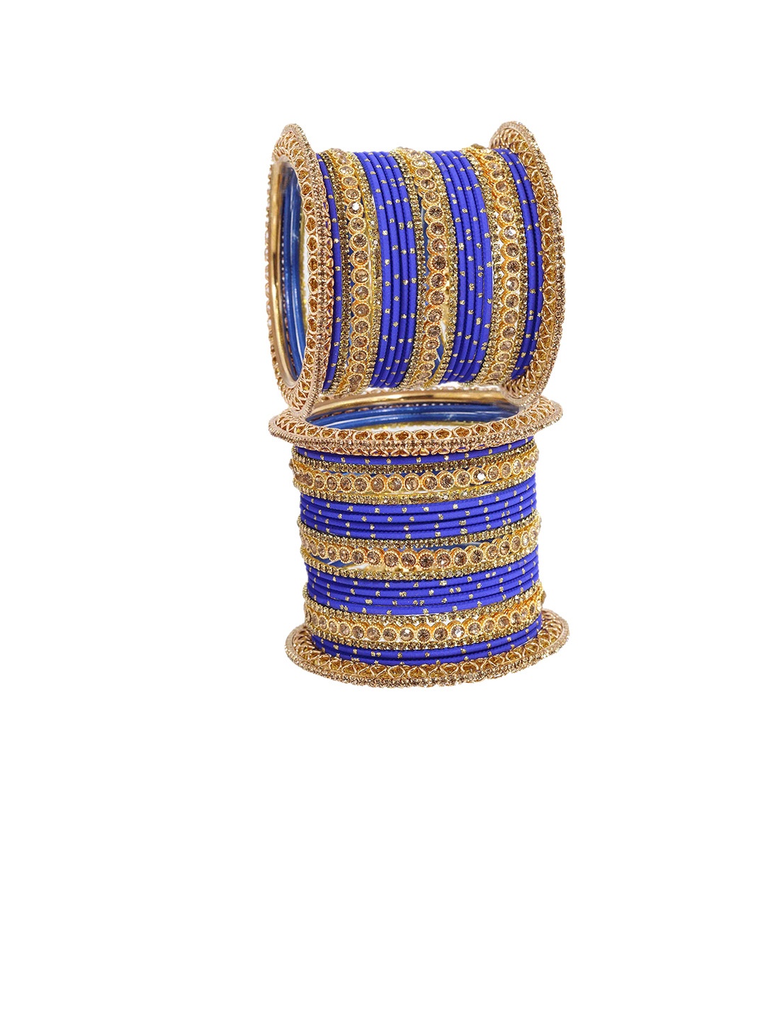 

ZULKA Set of 46 Metal with Zircon Gemstone Bangles, Blue