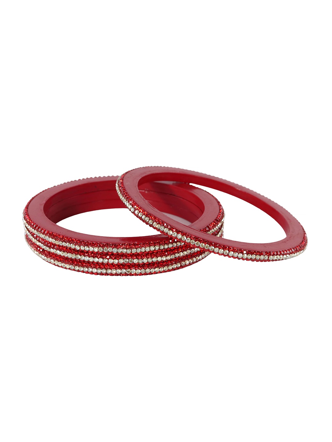 

ZULKA Set Of 4 Zircon Stone Studded Bangles, Red