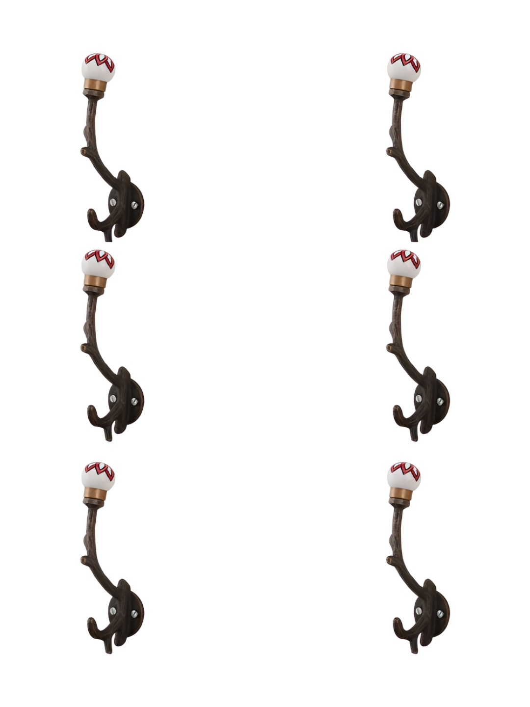 

IndianShelf Red 6 Pieces Ceramic Tree Floral Wall Hooks