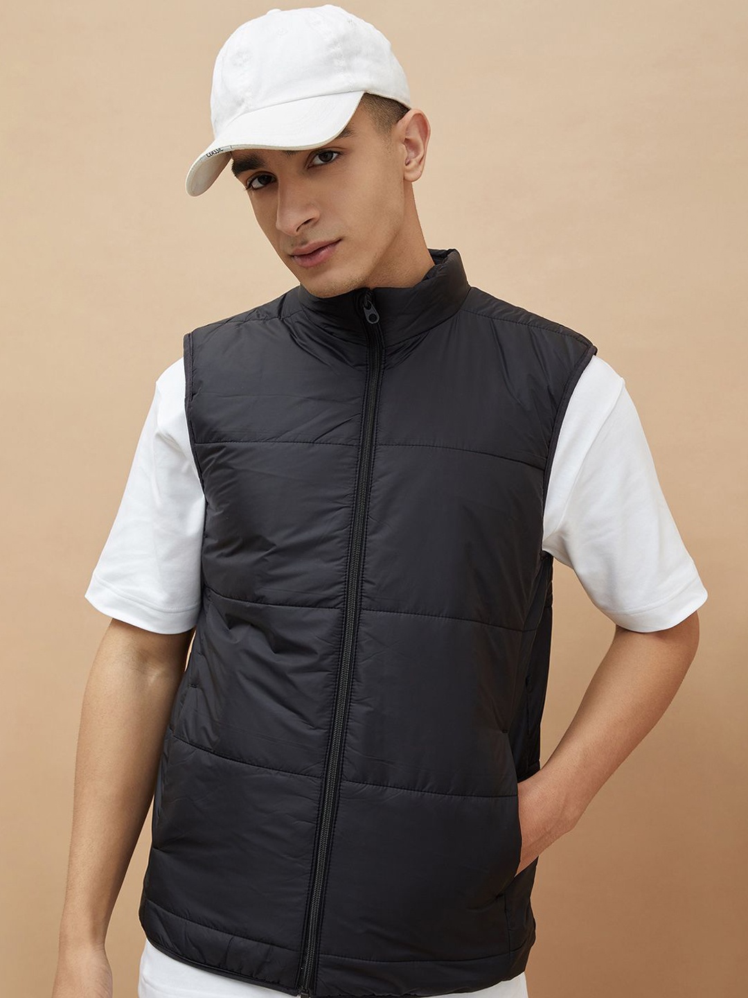 

Fame Forever by Lifestyle Men Mock Collar Solid Casual Puffer Jacket, Black