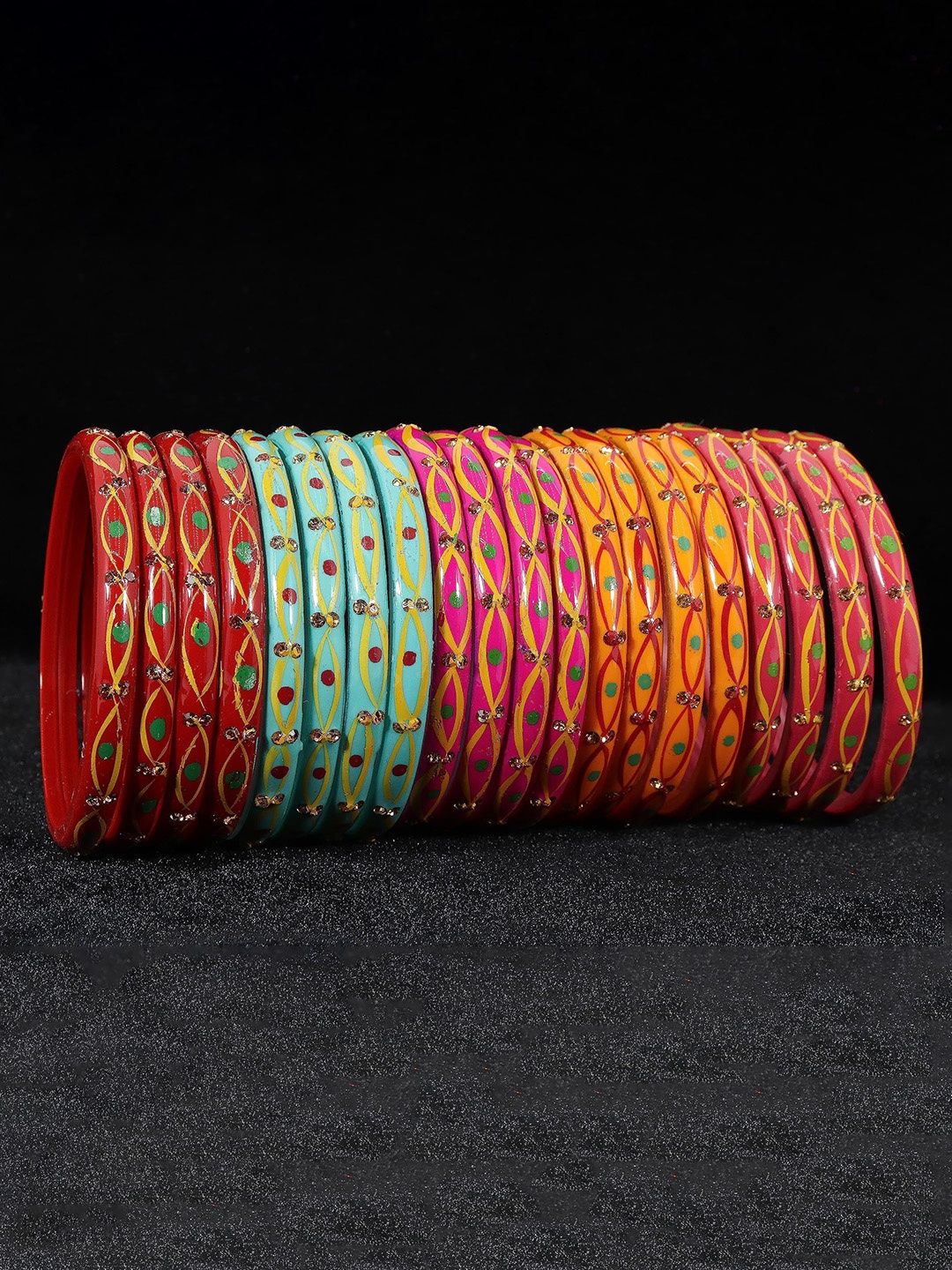 

ZULKA Set of 20 Glass with Zircon Gemstone Multicolor Kada, Multi