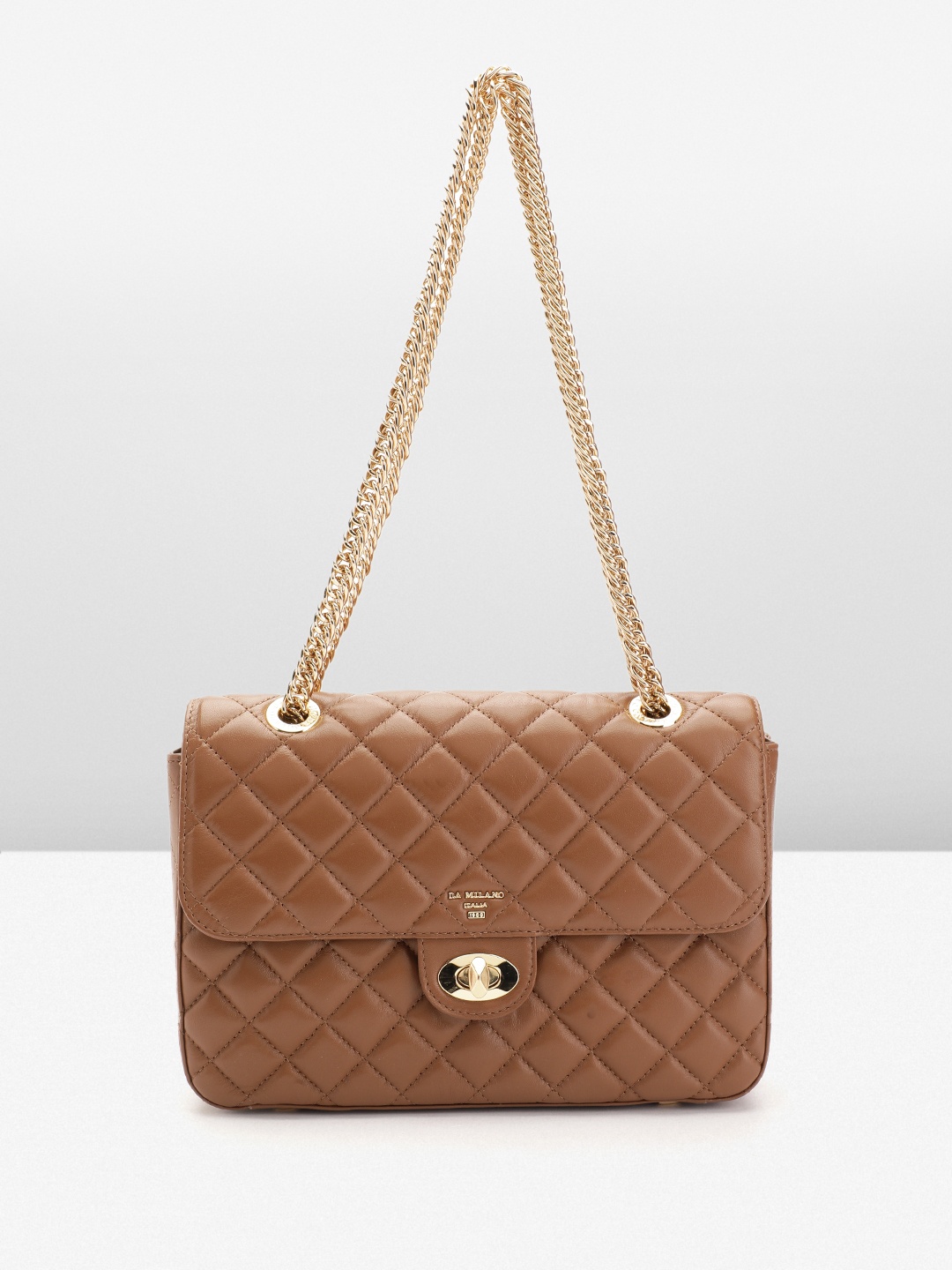 

Da Milano Leather Structured Quilted Shoulder Bag, Brown