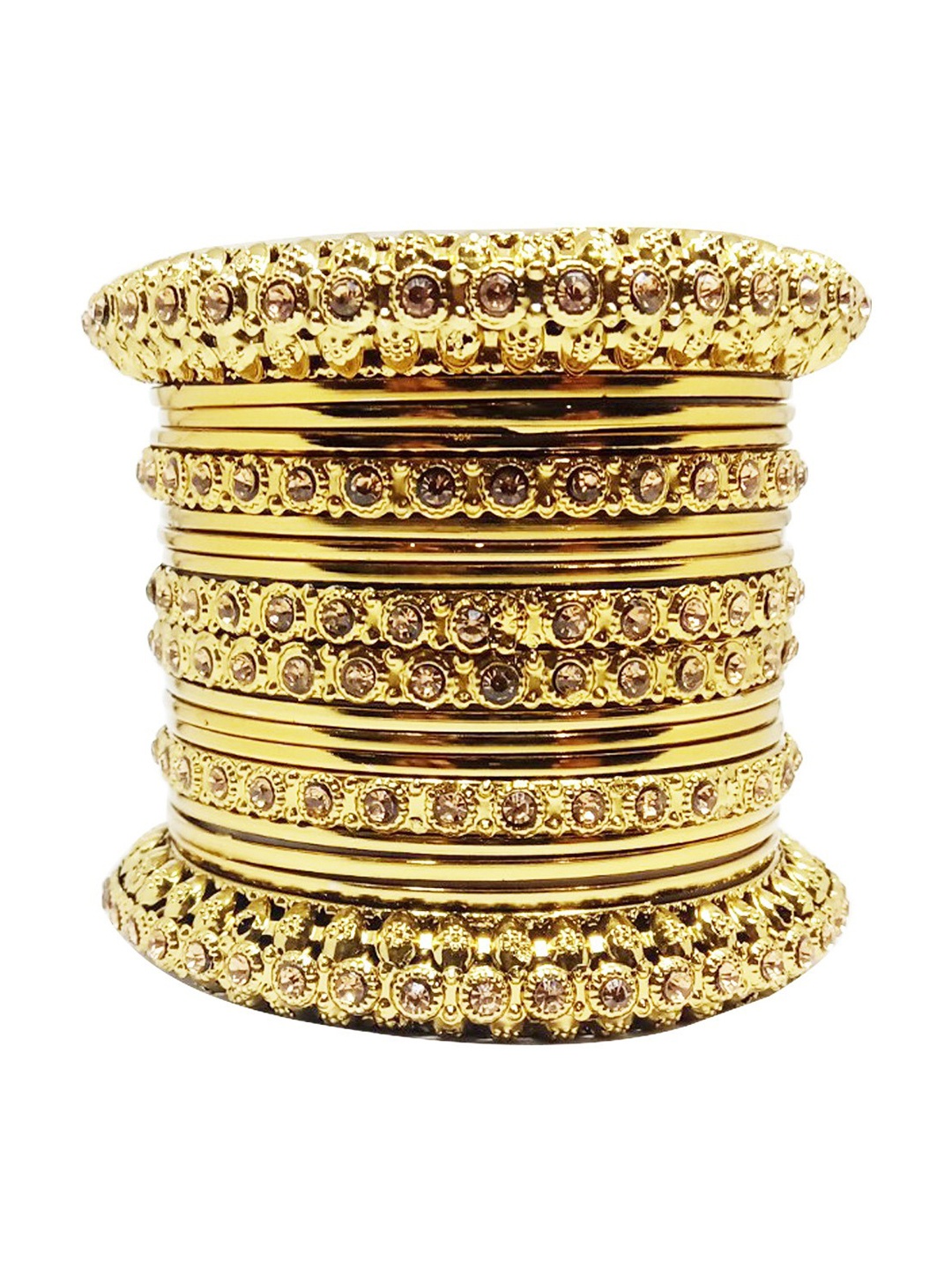 

CHRISHAN Set Of 18 Stone-Studded Bangles, Gold