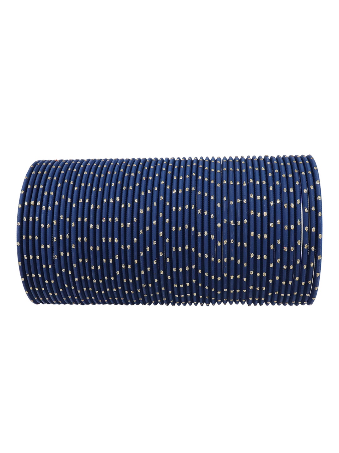 

Set of 48 Traditional Plain Metal with Polka Dots Bangles, Navy blue