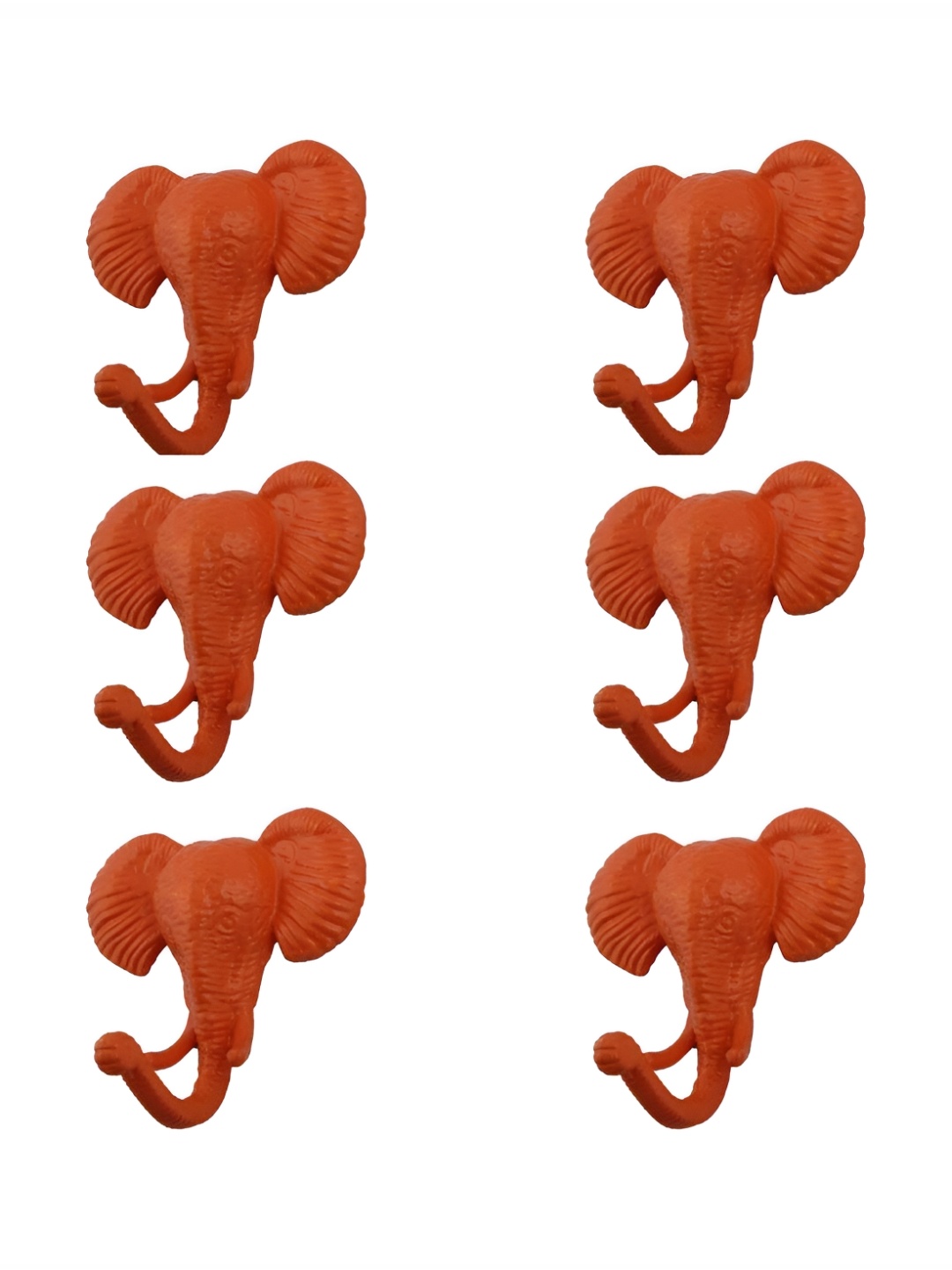 

IndianShelf Orange 6 Pieces Iron Elephant Hooks for Wall Heavy Items Door Hangers