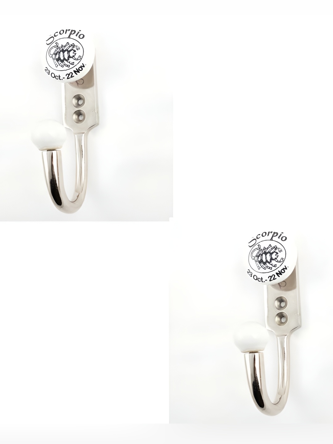

IndianShelf White & Black 2 Pieces Scorpio Printed Ceramic Wall Hooks