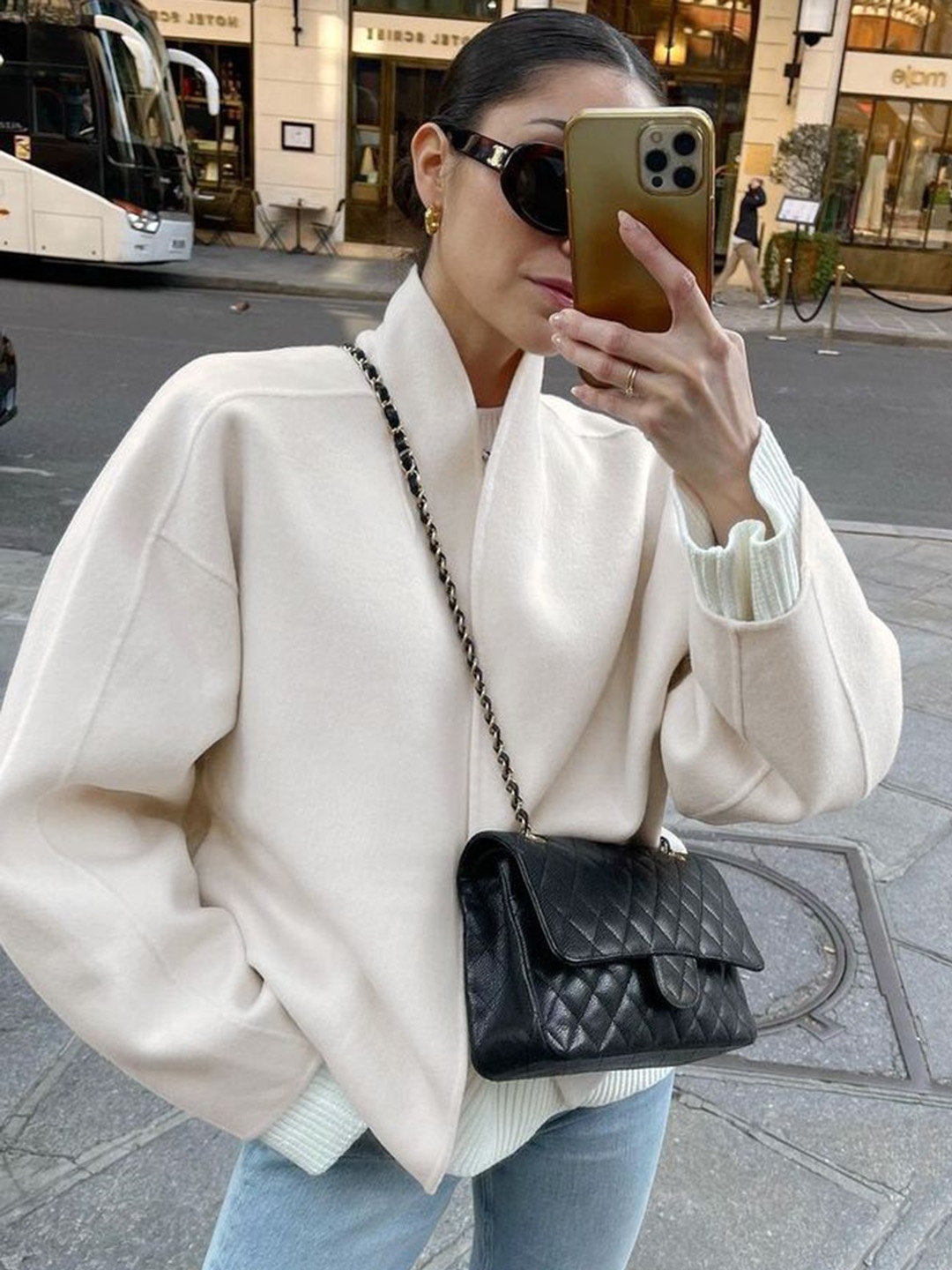 

LULU & SKY Women Collarless Solid Casual Cape Jacket, Beige