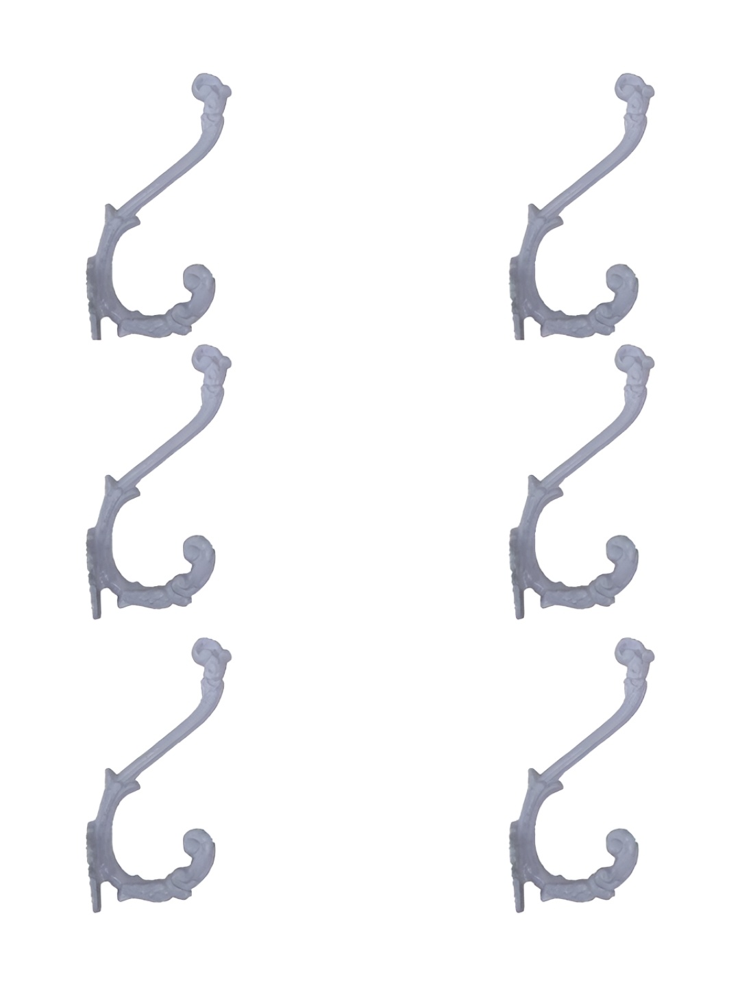 

IndianShelf White 6 Pieces Metal Engraved Wall Mounted Hooks Door Hanger