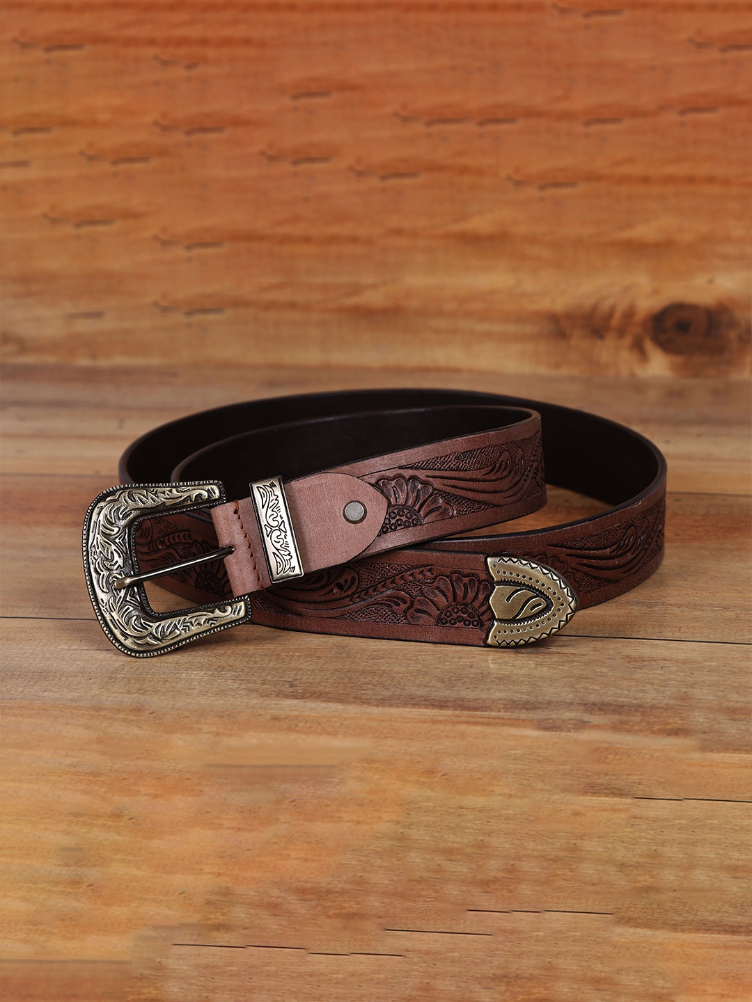 

Celtic Unisex Textured Leather Belt, Brown