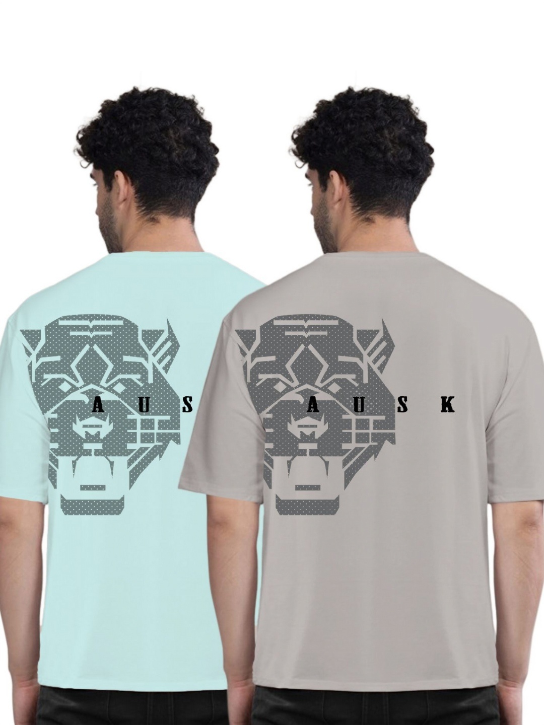 

AUSK Men Pack Of 2 Graphic Printed Round Neck Cotton Oversized T-shirts, Sea green
