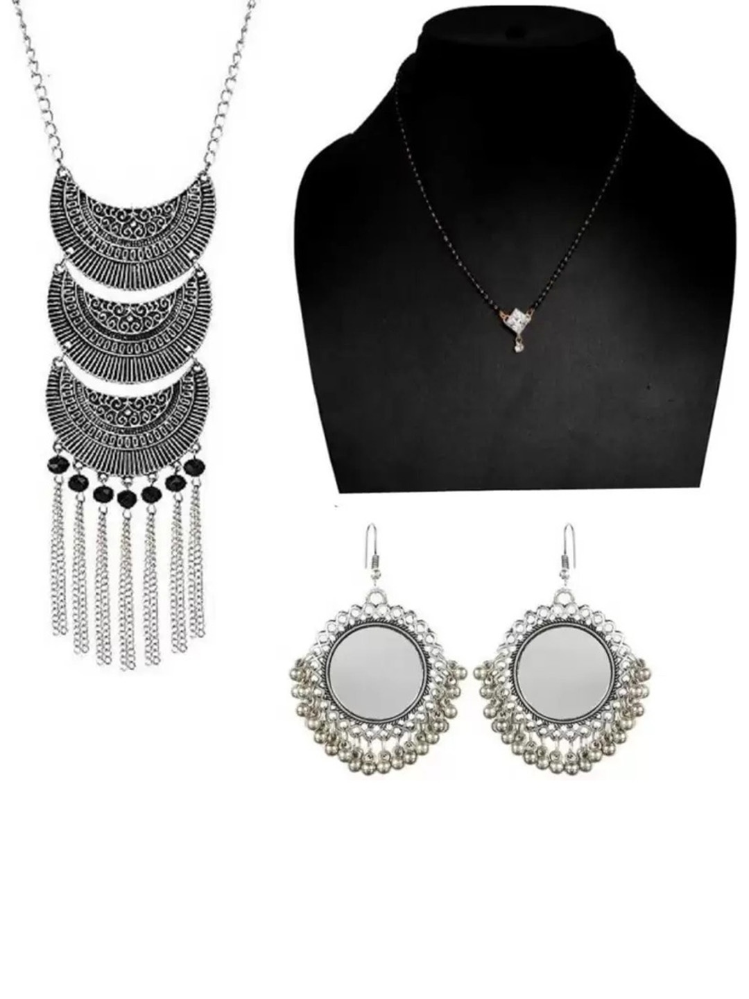 

SUNHARI Oxidised Jewellery Set, Silver