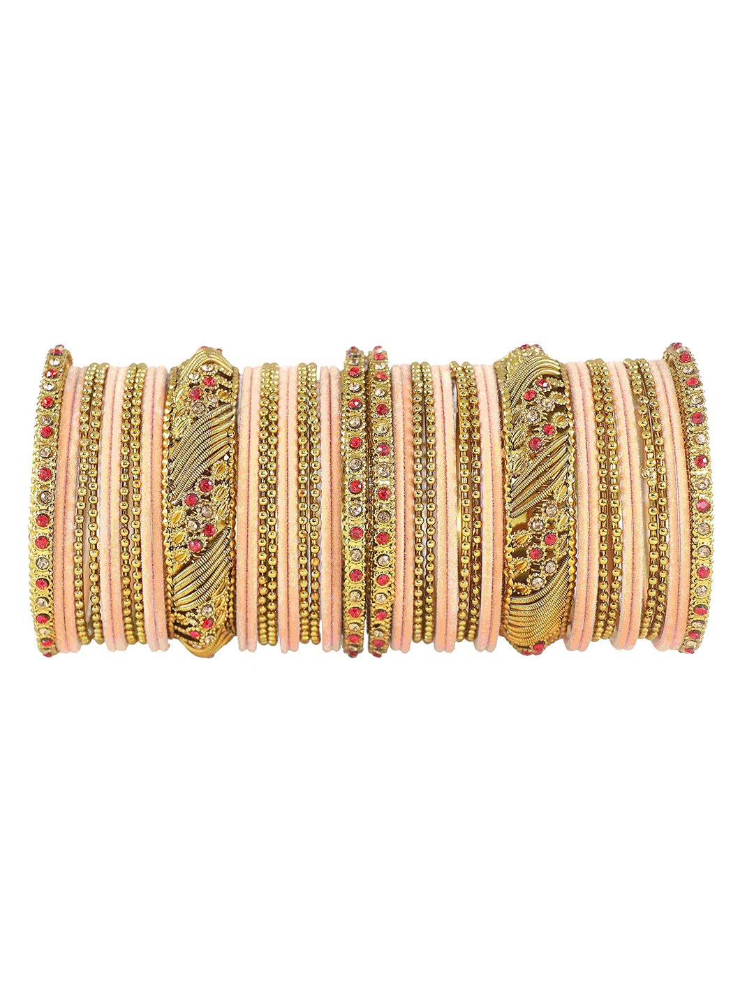 

ZULKA Set of 40 Glass with Zircon Gemstone and Beads Studded Bangles, Multi
