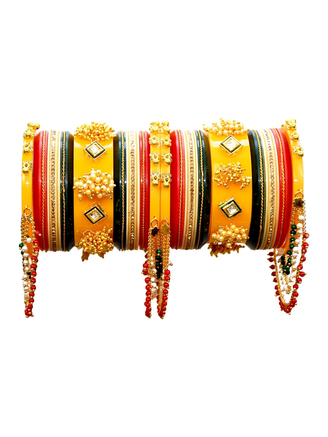 

Align Set Of 2 Gold-Plated Stone Studded & Beaded Bangles