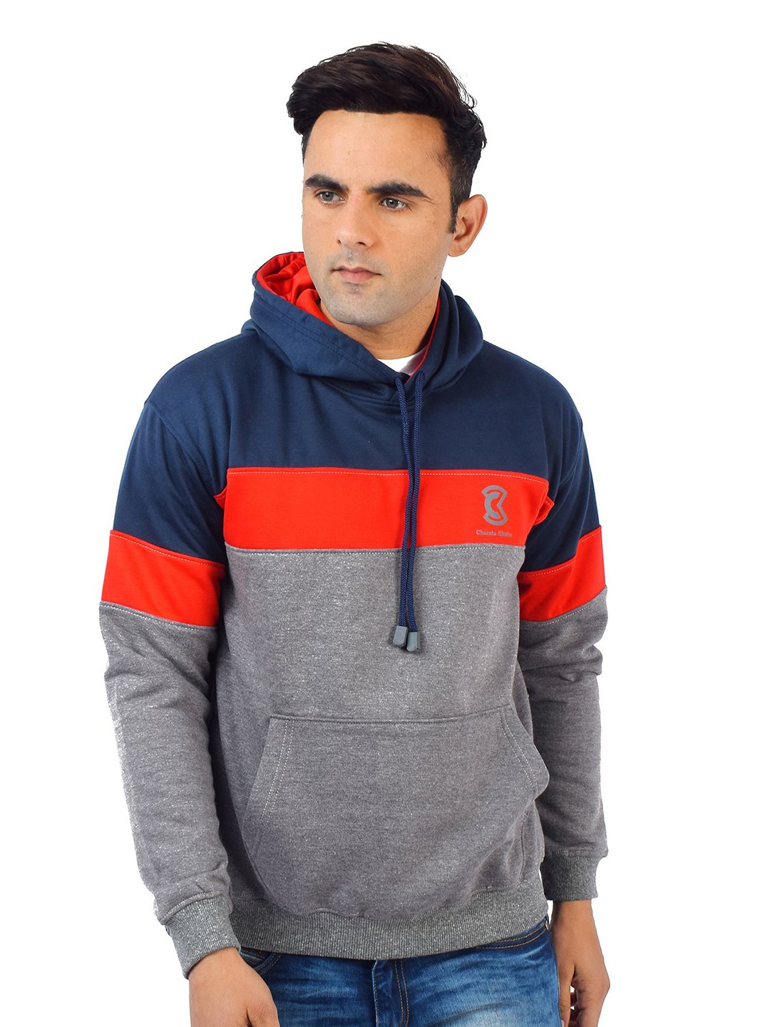 

Chanda Khuba Men Hooded Sweatshirt, Grey melange