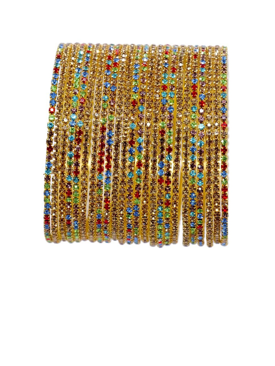 

ZULKA Set of 24 Metal Gemstone Studded Bangle, Red