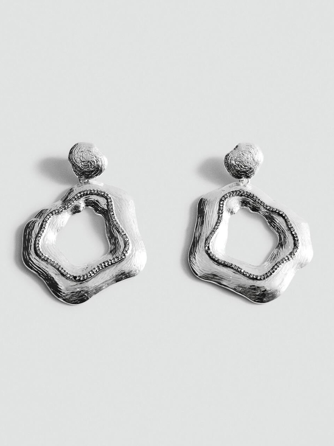 

MANGO Contemporary Chunky Drop Earrings, Silver