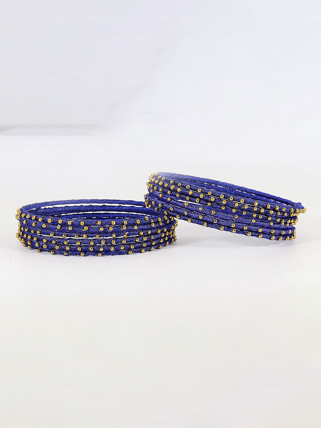 

ZULKA Set of 12 Metal Silk Thread Bangle, Blue