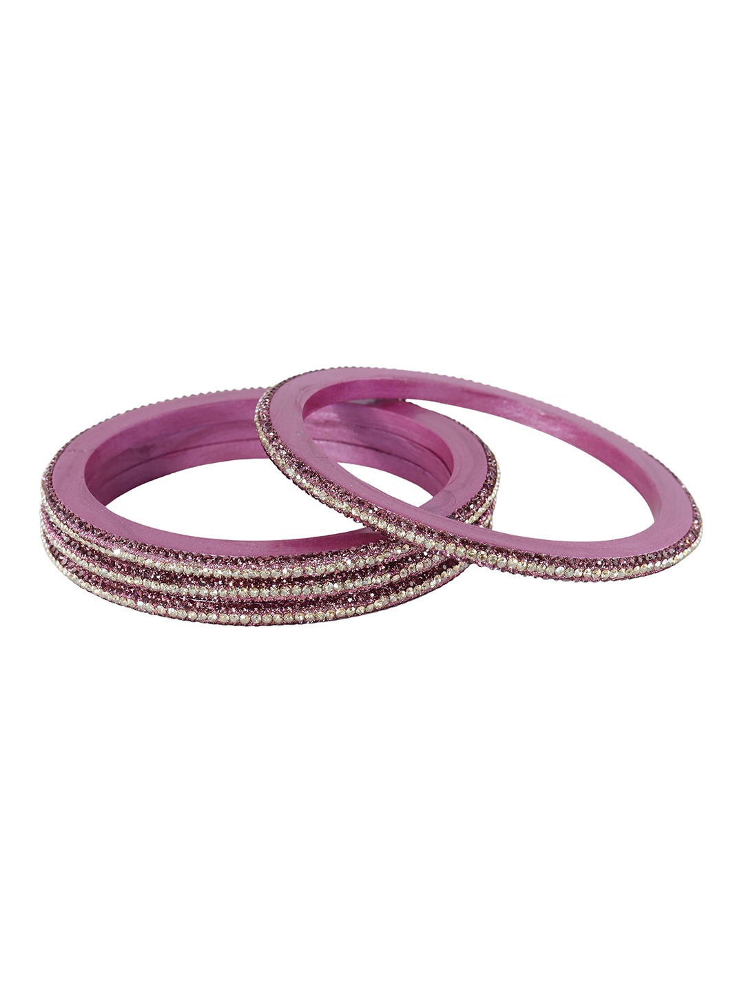 

ZULKA Set of 4 Alloy Artificial Stone-Studded Bangles, Rose