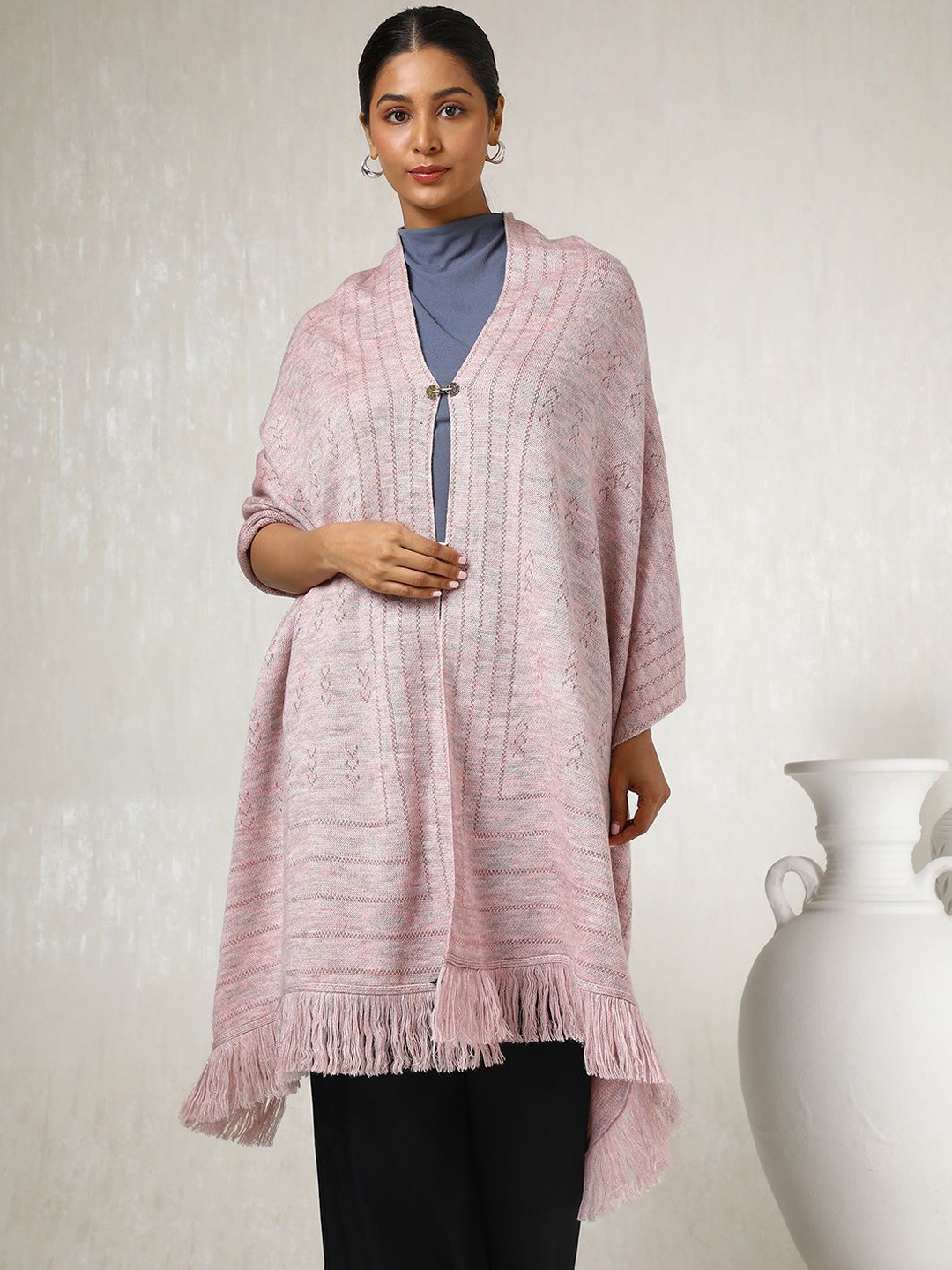 

Soch Women Woven Design Acrylic Shawl, Pink