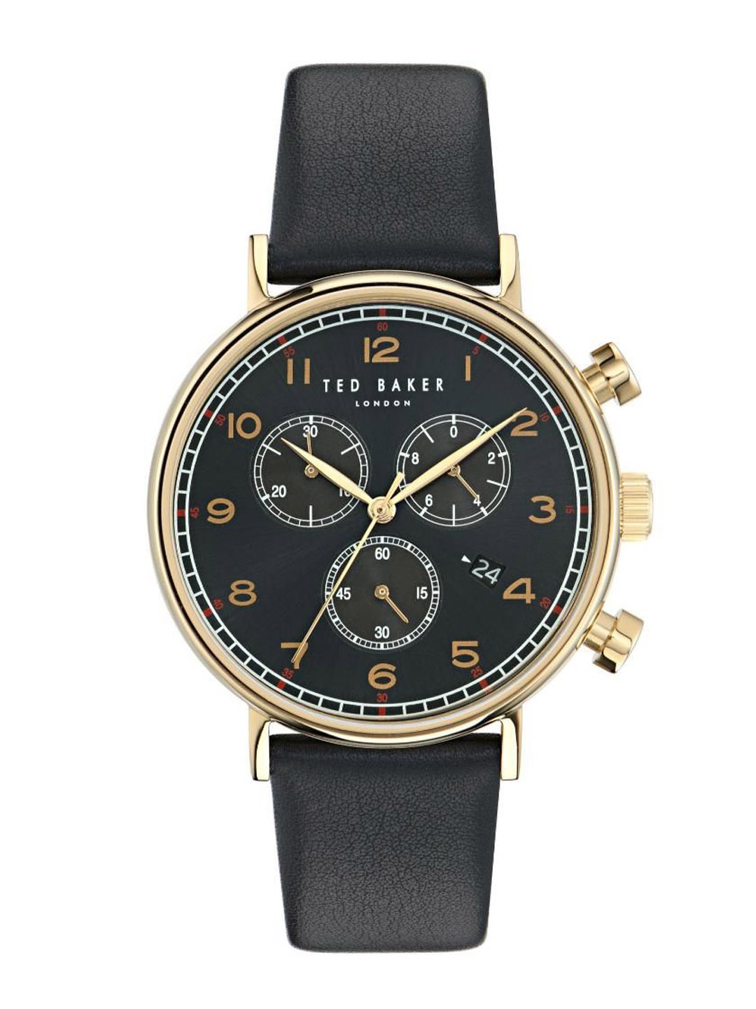 

Ted Baker Men Brass Dial & Leather Straps Analogue Watch BKPBAF302, Black