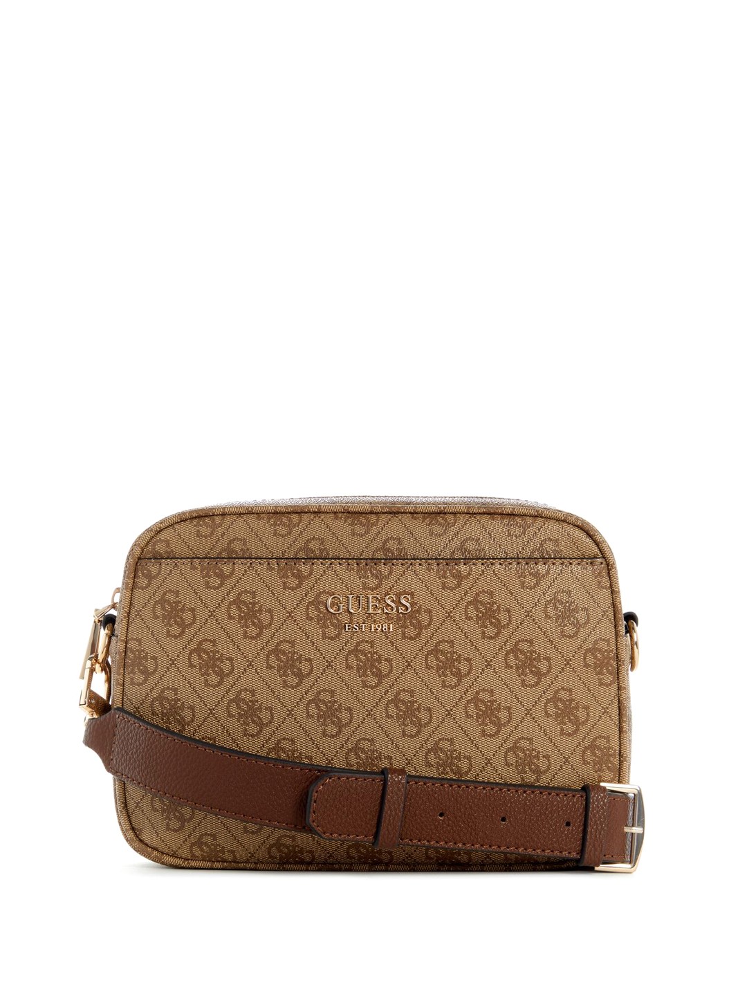 

GUESS Women Graphic Printed Structured Handheld Bag, Brown