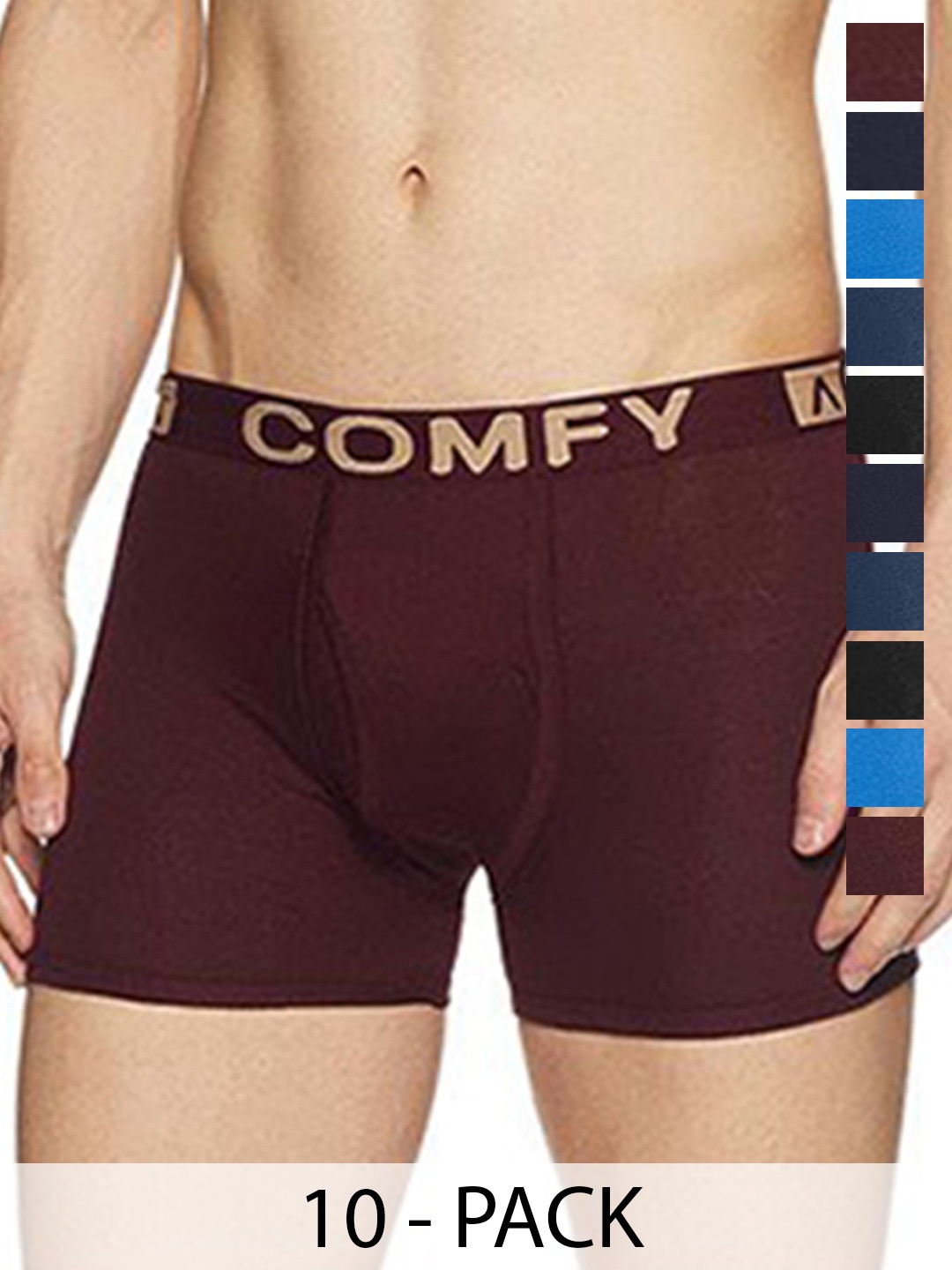 

AMUL COMFY Men Pack Of 10 Assorted Short Trunks Comfy-FCD-Trunk-OE-10-85