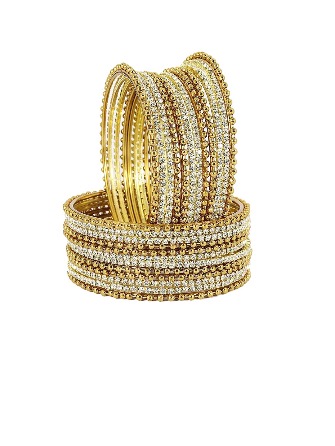 

ZULKA Set Of 24 Gold Plated Stone Studded Bangles