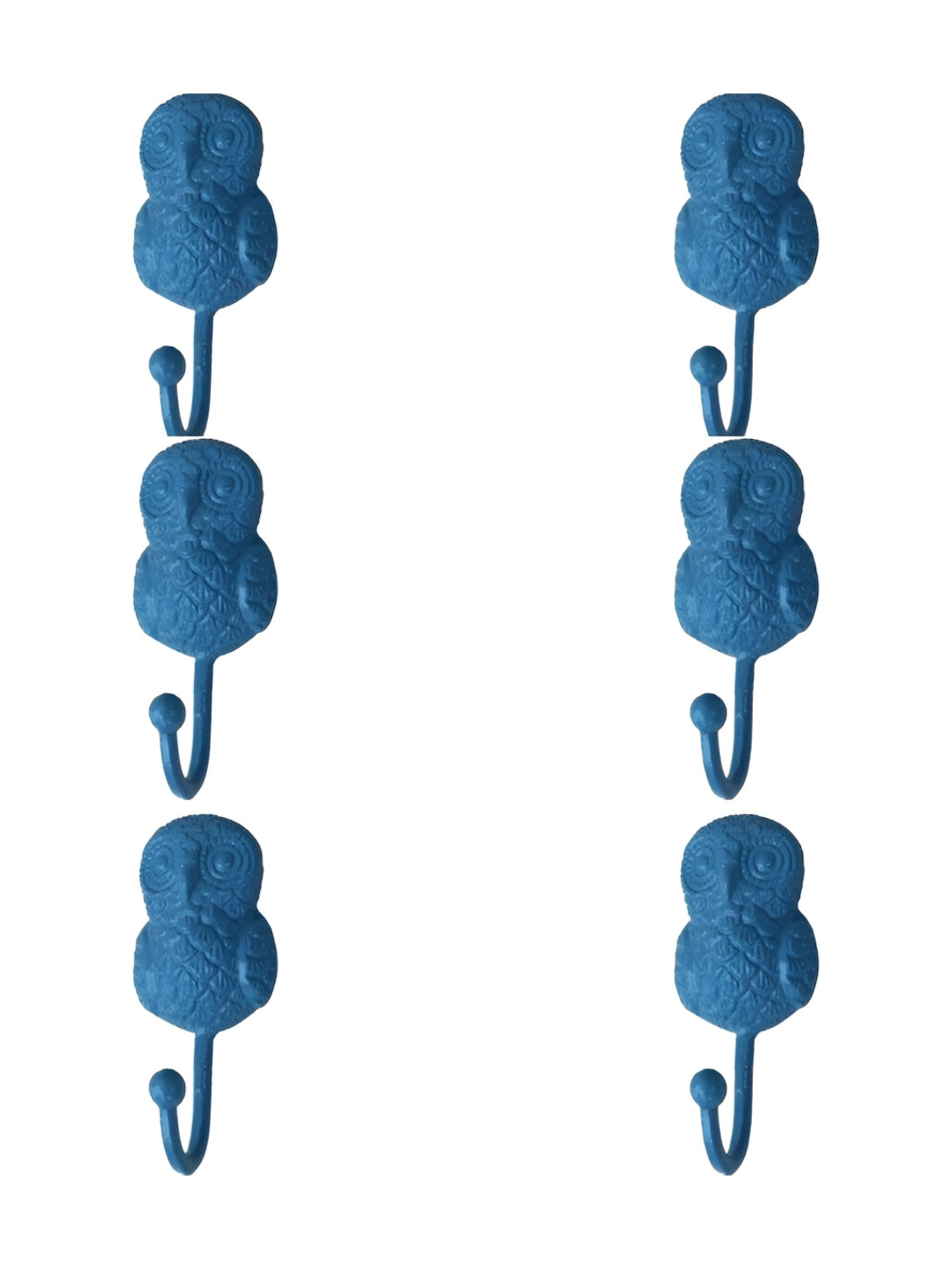 

IndianShelf Blue 6 Pieces Owl Textured Ceramic Wall Hooks